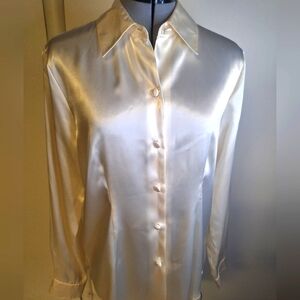 Christina & Jill Satin Button Down W/Covered Buttons Size 8